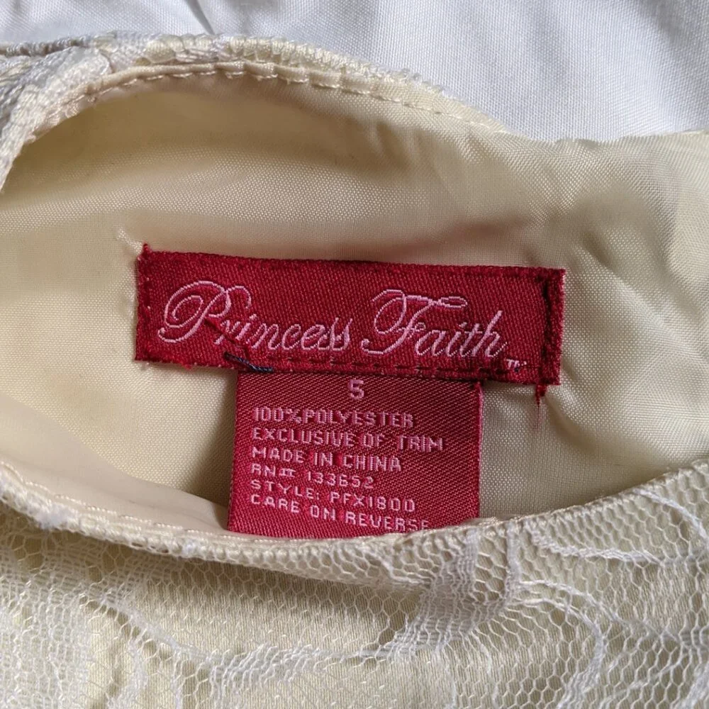 Princess Faith Sz 5 Flower Girl Party Dress | Classic Spring Dreamy Lace Dress - Picture 4 of 6